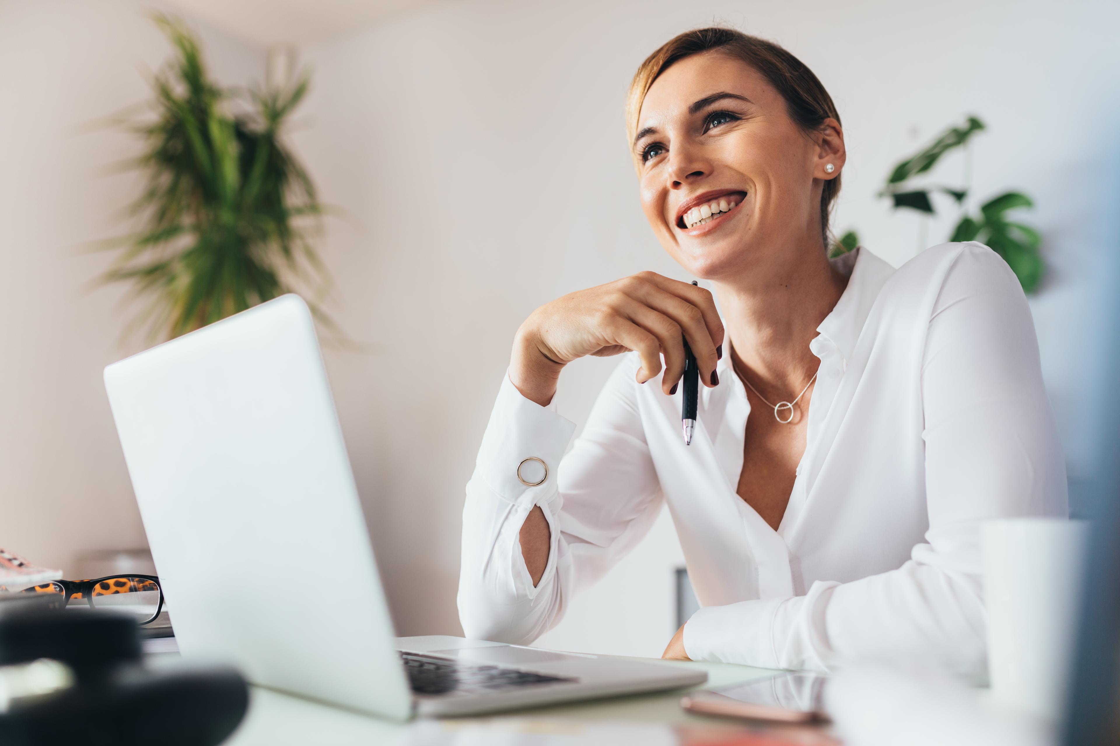 woman using a laptop